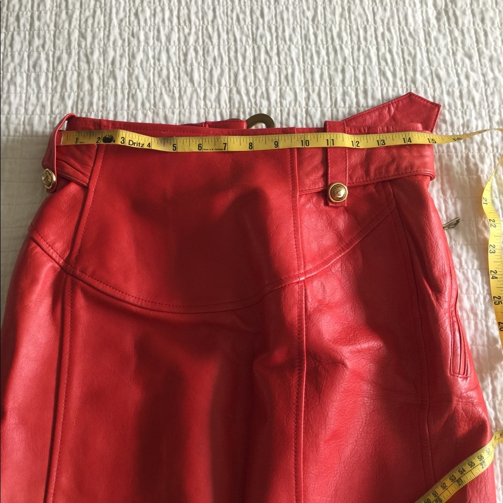 VTG “Moschino Leather” red miniskirt w/zip closure - Picture 12 of 16